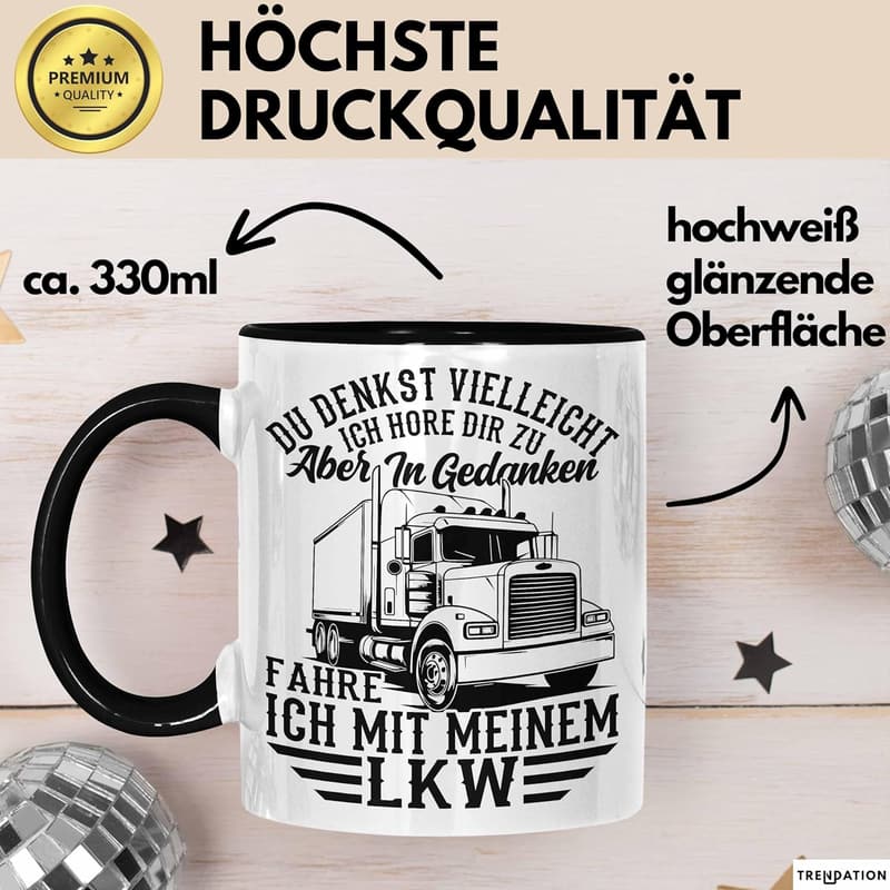 LKW-Fahrer Tasse – Humorvolles Geschenk für Chauffeure (Schwarz)