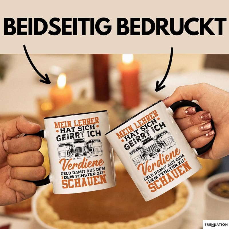 LKW-Fahrer Tasse mit Spruch – Geschenk für Männer (Schwarz)