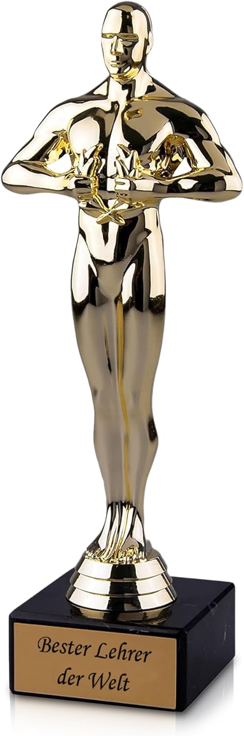 Goldener Pokal mit Gravur „Bester Lehrer“ - Abschiedsgeschenk Lehrer 24 cm