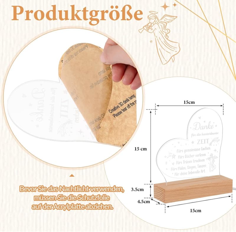 LED Nachtlicht für Lehrerinnen - Abschiedsgeschenk im Acryldesign