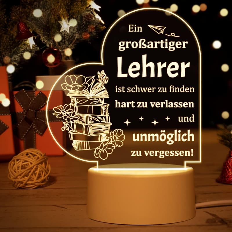 Abschiedsgeschenk für Lehrer – Acryl Nachtlicht personalisiert