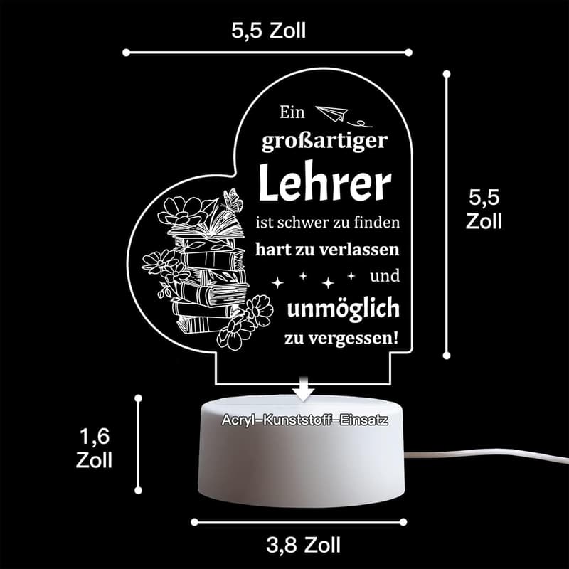 Abschiedsgeschenk für Lehrer – Acryl Nachtlicht personalisiert