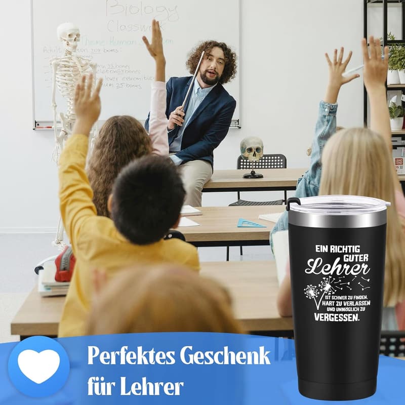 Abschiedsgeschenk für Lehrer – Edelstahl Thermobecher 600ml