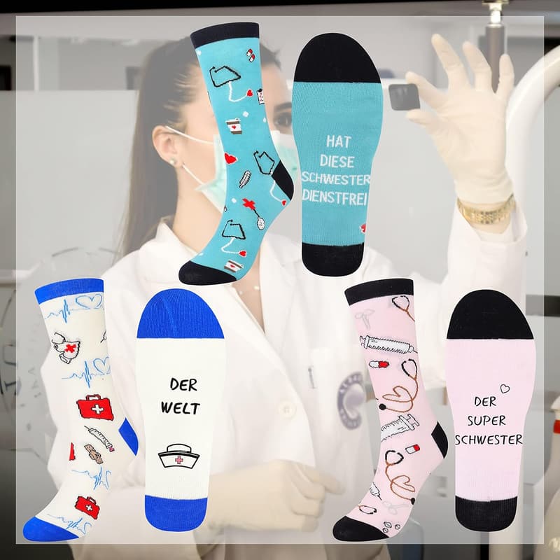 Lustige Baumwollsocken für Damen, 3er Set, Größe 39-42