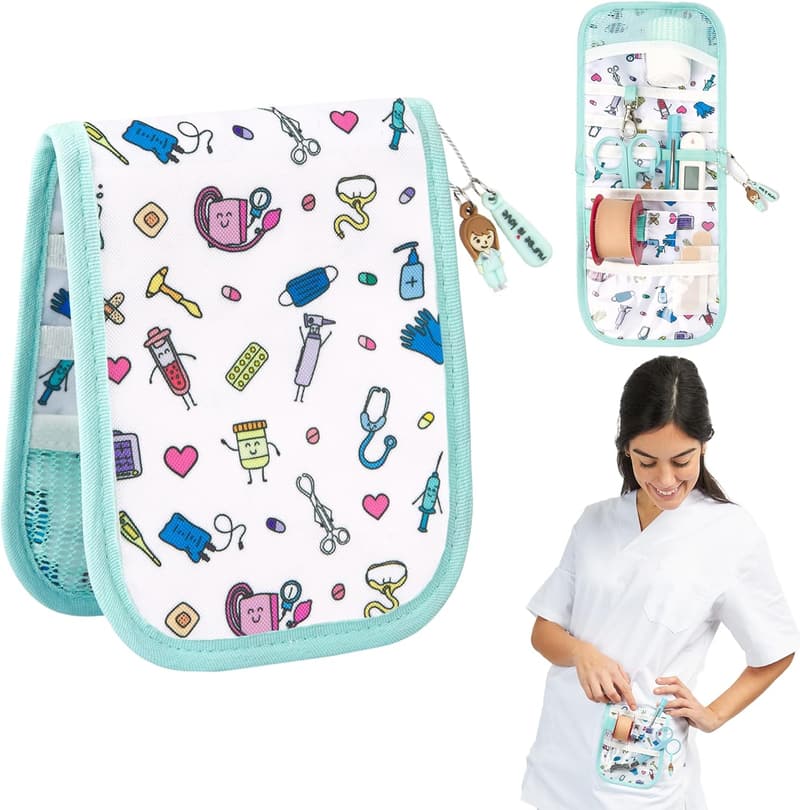 Krankenschwester Taschenorganizer in Aqua – Wasserfestes Zubehör für Pflegeberufe