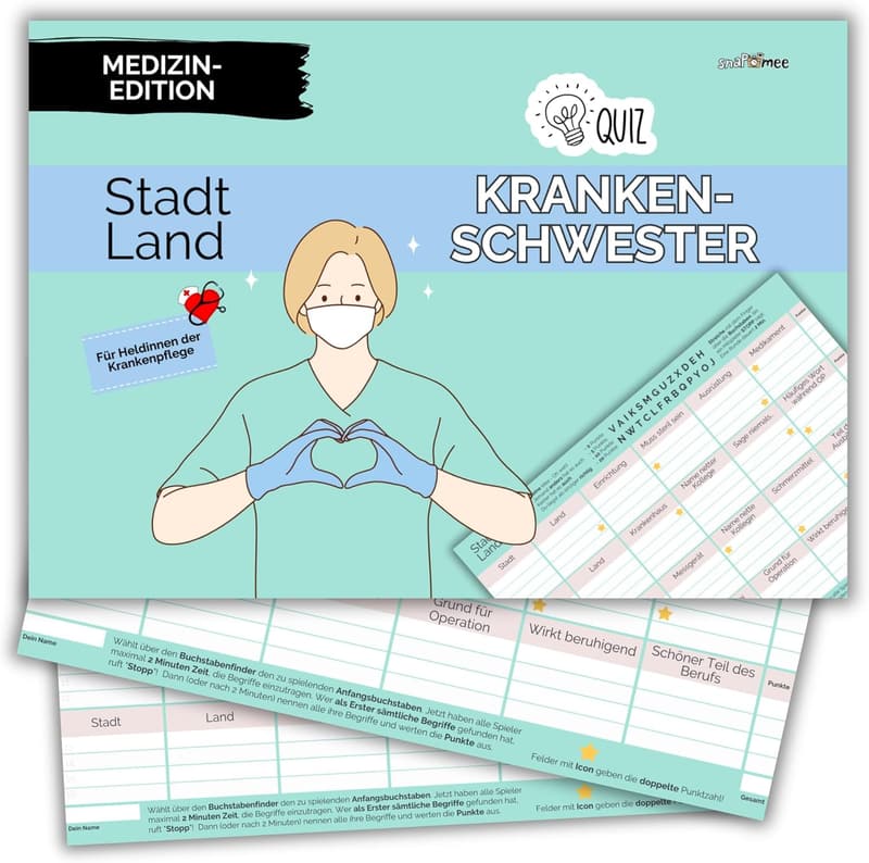 Ratespiel für Krankenschwestern - Danke Geschenk - 50 Blatt DIN A4