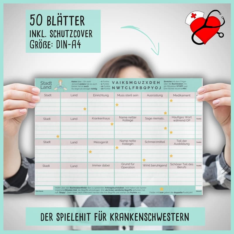 Ratespiel für Krankenschwestern - Danke Geschenk - 50 Blatt DIN A4