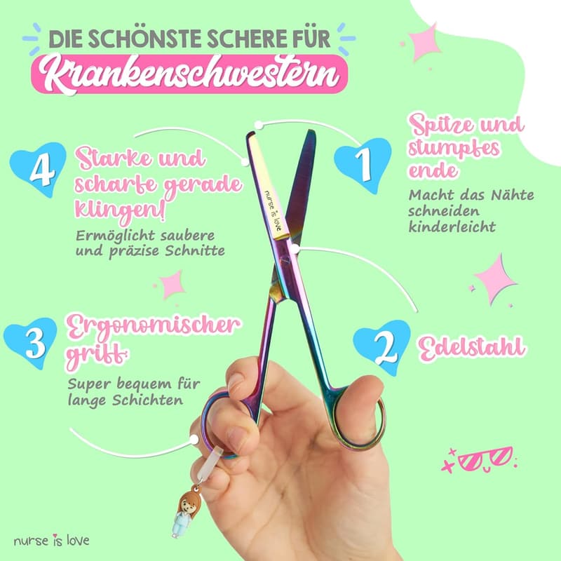 Traumascissor für Pflegekräfte – Scharfe Edelstahl-Verbandsschere mit buntem Design