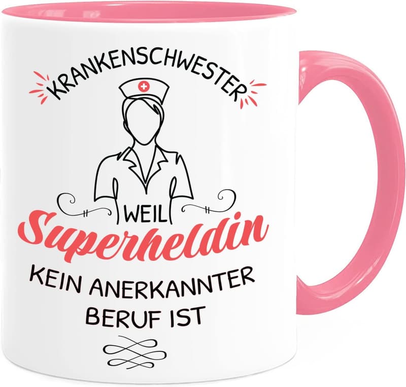 Personalisierte Rosa Tasse für Krankenschwestern und Pflegekräfte