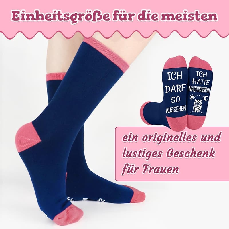 Lustige Baumwoll-Socken für Frauen 39-42 – Geschenk zum Geburtstag oder Weihnachten