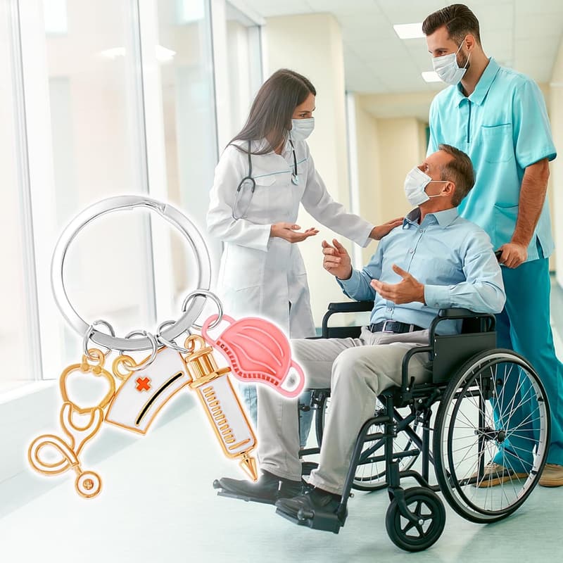 Schlüsselanhänger für Krankenschwestern – Stethoskop & Spritze, Geschenkidee