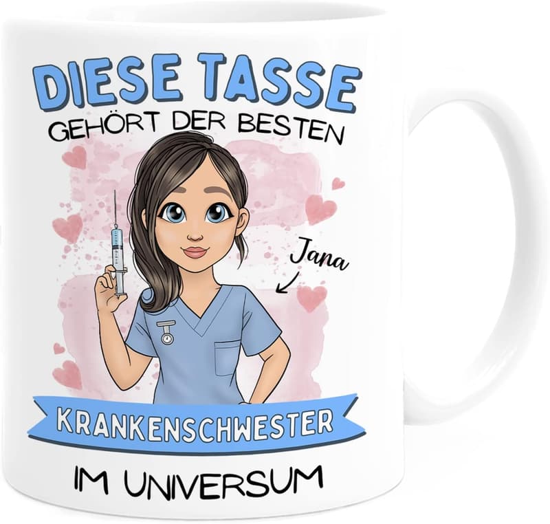 Personalisierte Tasse für Krankenschwestern und Altenpflegekräfte