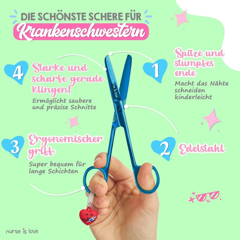 Pflegeverbandschere aus Edelstahl mit buntem Design für Krankenschwestern