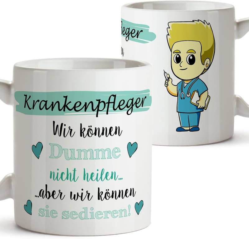 Geschenk für Krankenpfleger: Mugffins Kaffeetasse mit Spruch – 350 ml