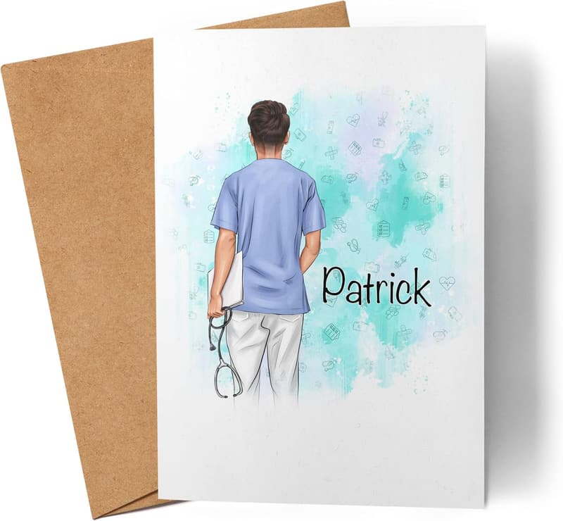 Personalisierte Dankeskarte für Pflegekräfte mit Namen und Spruch