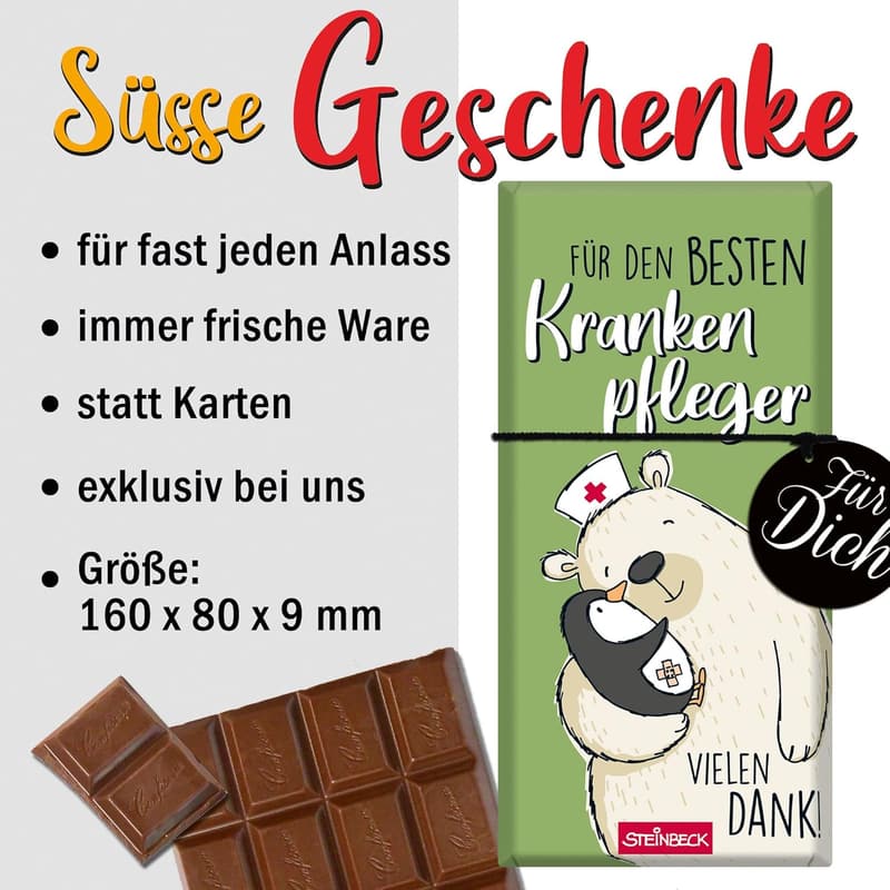 Schokoladentafel für den besten Krankenpfleger – Dankeschön-Geschenk 100g