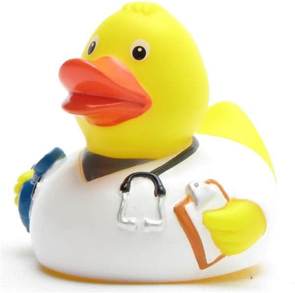 Badeente Krankenpfleger mit Schlüsselanhänger, 8 cm