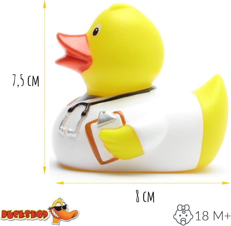 Badeente Krankenpfleger mit Schlüsselanhänger, 8 cm