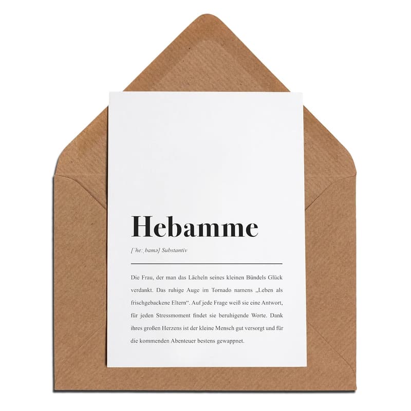 Hebamme Grußkarte mit Umschlag