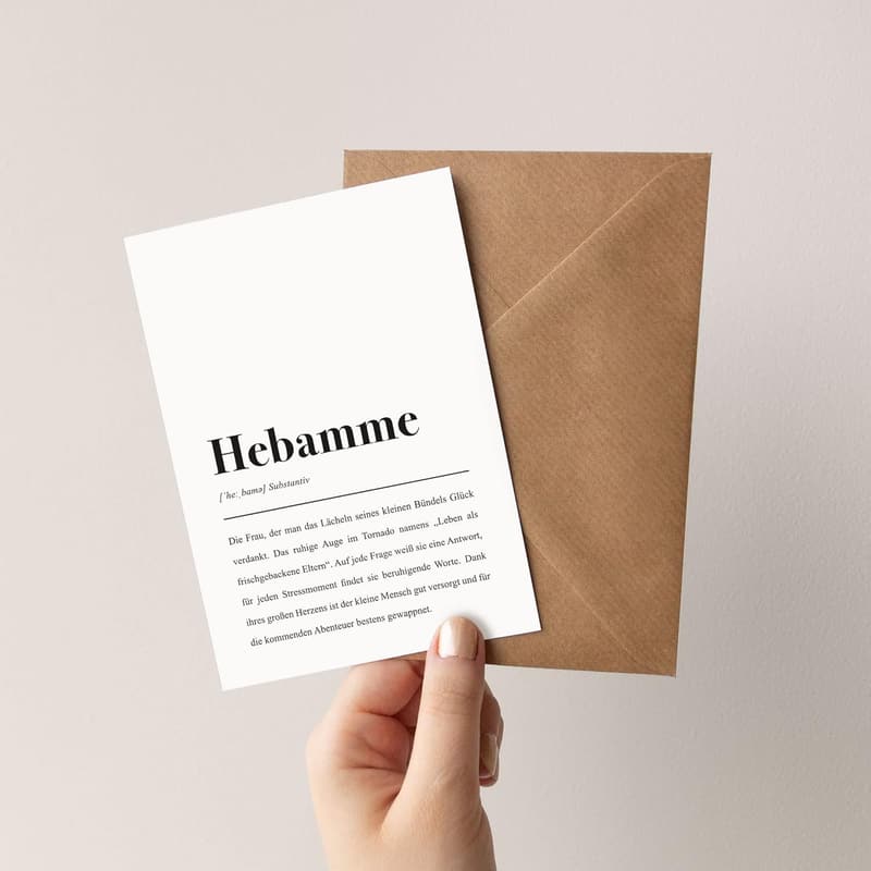 Hebamme Grußkarte mit Umschlag