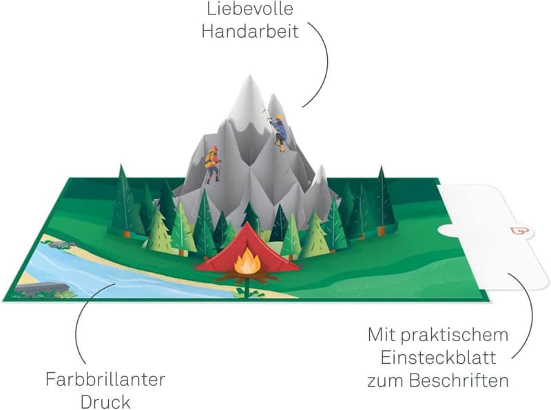 Pop-Up Karte Klettern am Berg – 3D Geburtstagskarte für Männer