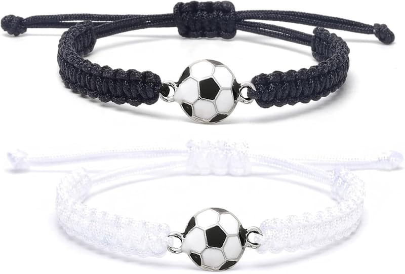 Verstellbare Freundschaftsbänder für Fußballliebhaber, 2 Stück