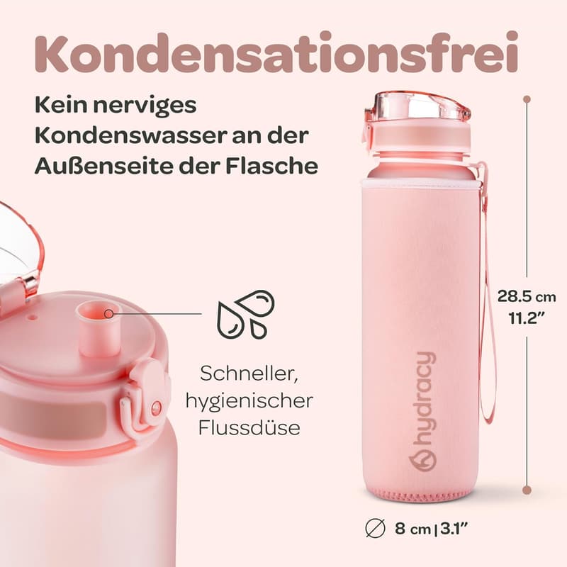 Hydracy 1L Trinkflasche mit Fruchteinsatz - Auslaufsicher und BPA-frei