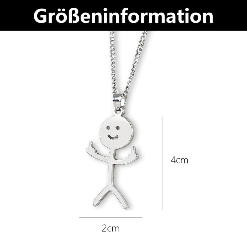 Freundschafts-Kette Set mit Humor - Silberne Smiley Finger Halsketten