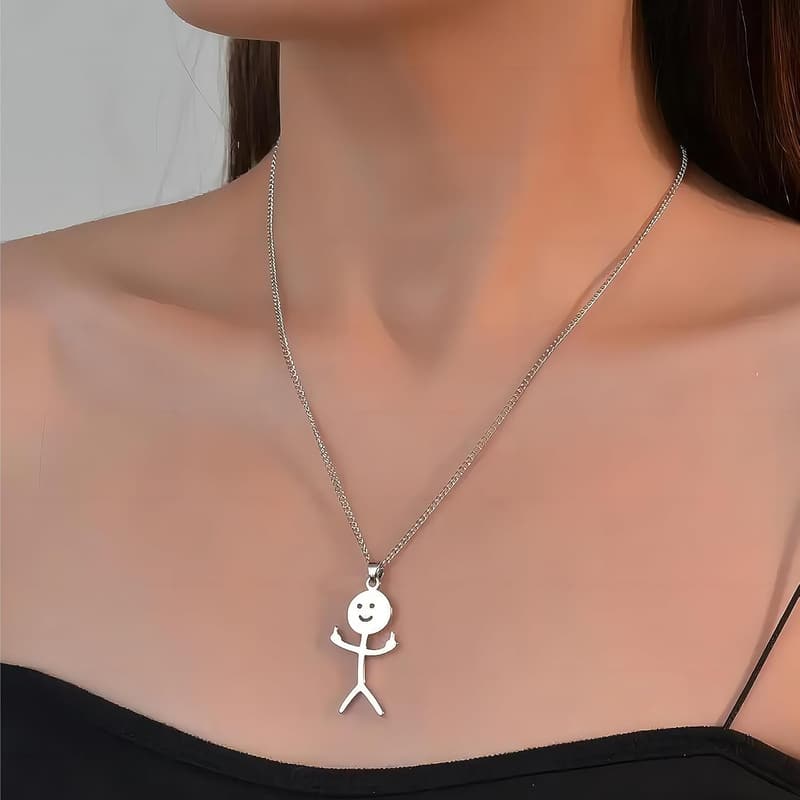 Freundschafts-Kette Set mit Humor - Silberne Smiley Finger Halsketten