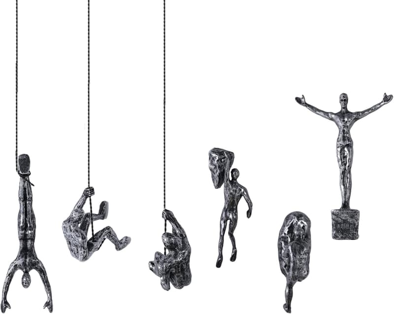 Moderne Kletterer-Skulptur aus Rost – 6-teiliges Wanddekor für Zuhause
