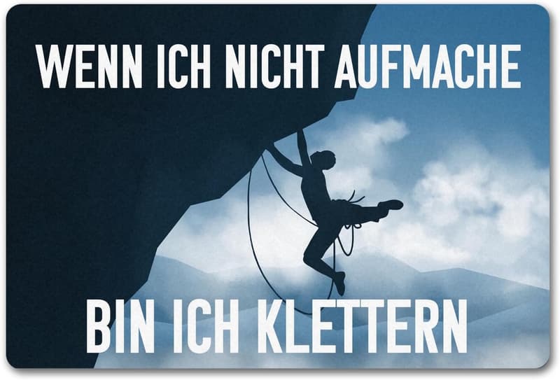 Kletterer-Fußmatte 40x60 cm mit Motiv – lustiges Geschenk für Bergsteiger
