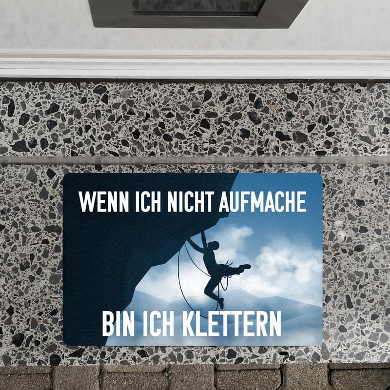 Kletterer-Fußmatte 40x60 cm mit Motiv – lustiges Geschenk für Bergsteiger