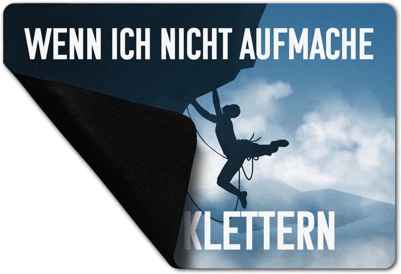 Kletterer-Fußmatte 40x60 cm mit Motiv – lustiges Geschenk für Bergsteiger