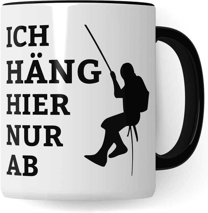 Kaffeetasse für Kletterer – Geschenk für Industriekletterer (Weiß & Schwarz)