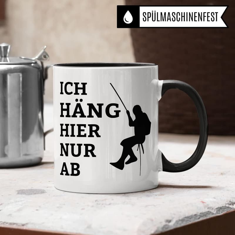 Kaffeetasse für Kletterer – Geschenk für Industriekletterer (Weiß & Schwarz)