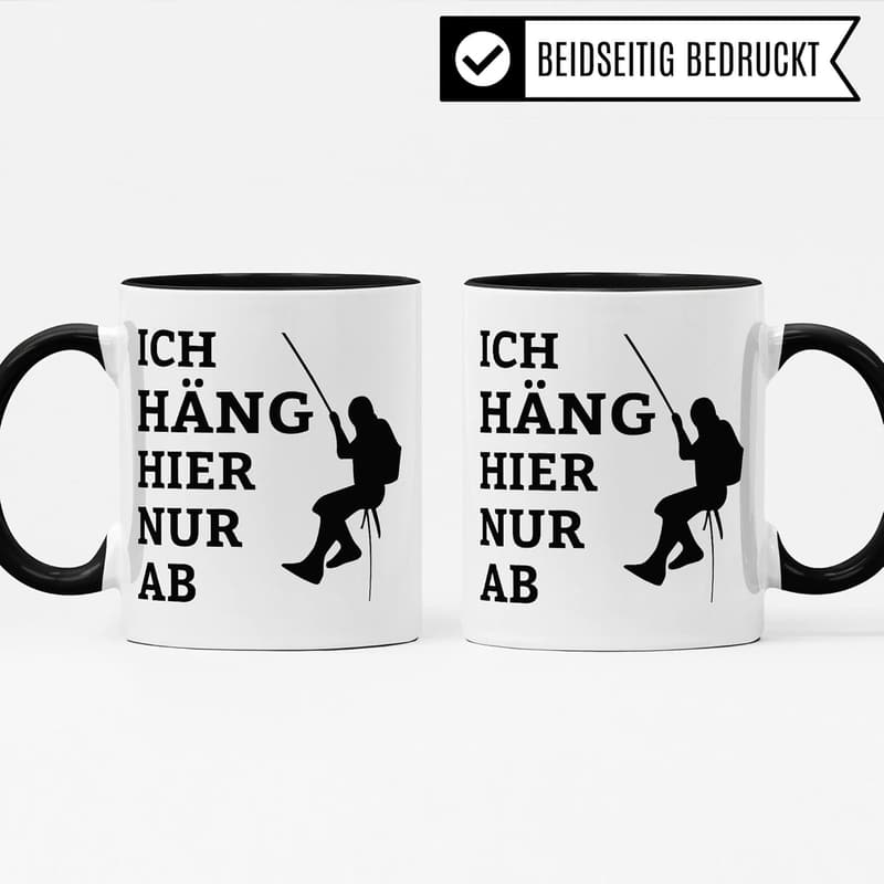 Kaffeetasse für Kletterer – Geschenk für Industriekletterer (Weiß & Schwarz)