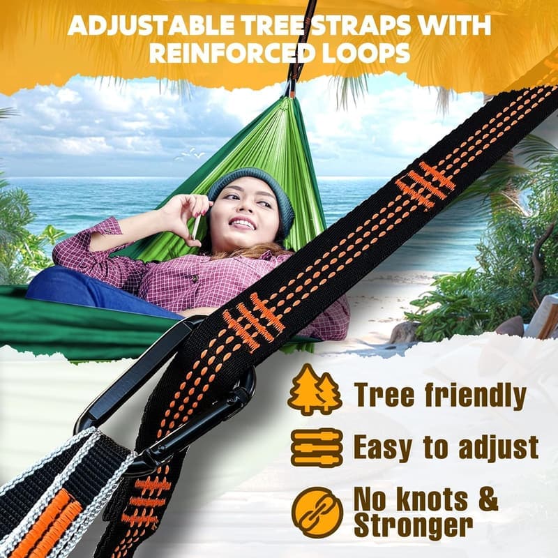 NATUREFUN Ultraleichte Camping-Hängematte, 300 kg Tragkraft, Atmungsaktiv