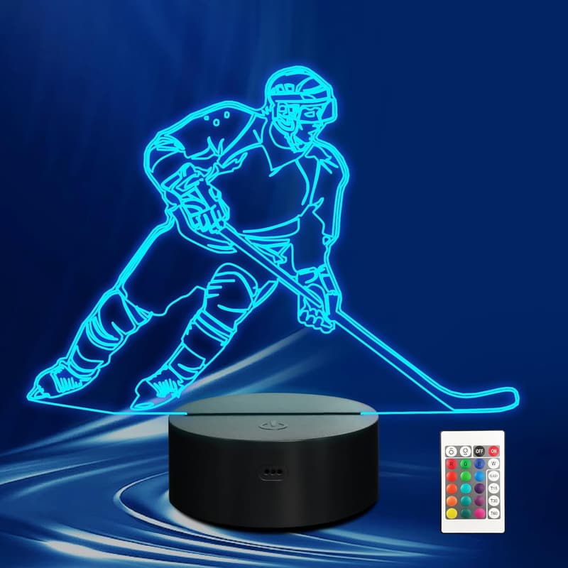 Eishockey 3D LED Nachtlicht mit Fernbedienung – Geschenkidee für Jungen