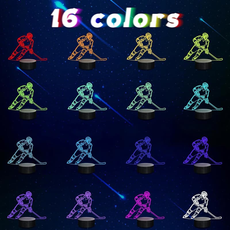 Eishockey 3D LED Nachtlicht mit Fernbedienung – Geschenkidee für Jungen