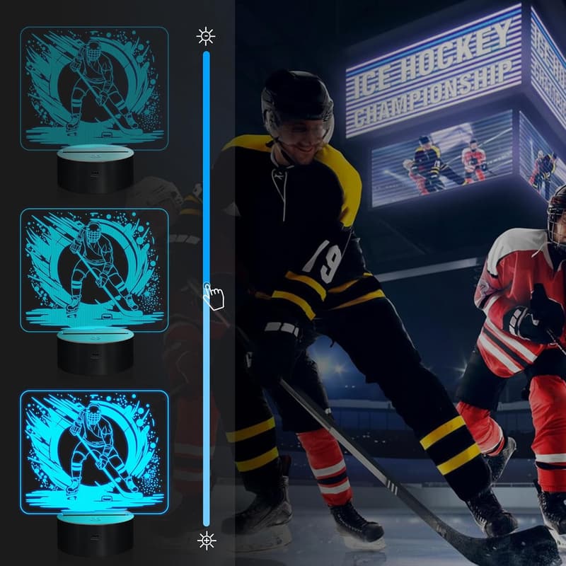 Eishockey Nachtlicht mit 16 Farben – dimmbar & fernbedienbar für Kinder und Erwachsene