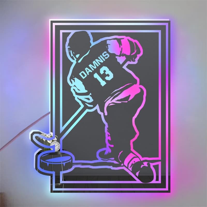 Personalisierte LED Hockey Wandkunst für Männer Jungen