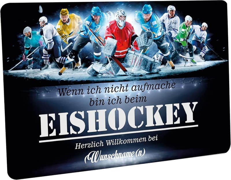 Eishockey Fußmatte mit Wunschtext, 60x40 cm, rutschfest
