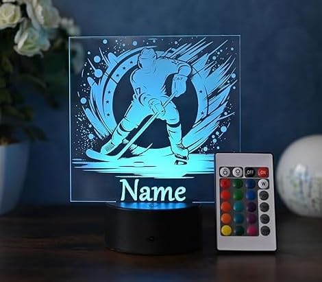 Personalisierte LED Eishockeylampe – Geschenk für Hockeyspieler