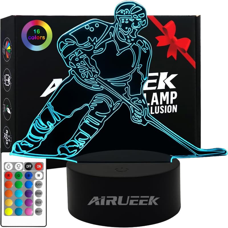 3D Hockey Nachtlicht für Jungen – 16 Farben, Geschenkidee für Eishockey-Fans