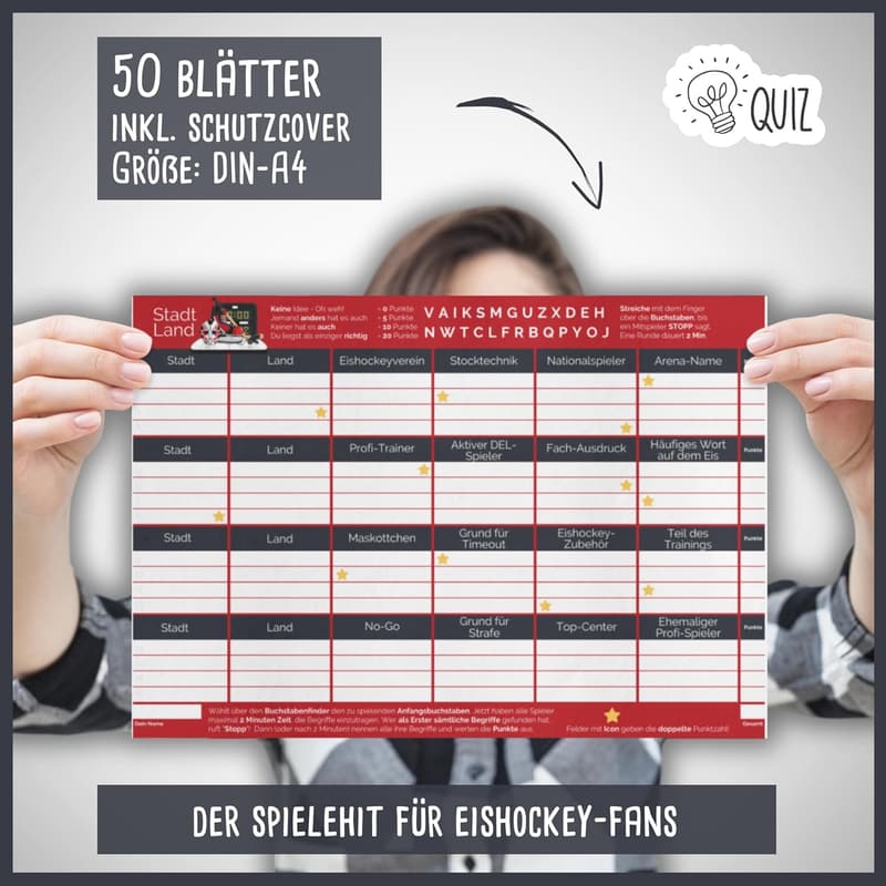 Eishockey-Quizspiel für Spieler und Trainer - 50 Blatt Din A4