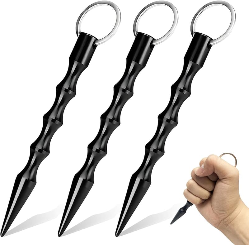 Selbstverteidigungs-Kubotan für Frauen im 3er Set - Schwarz