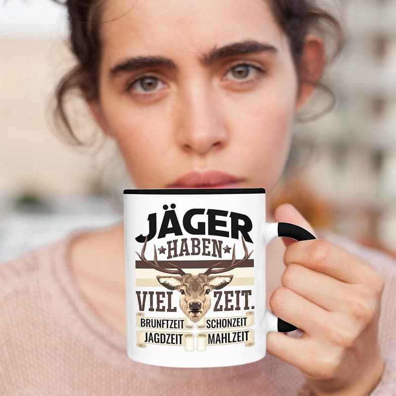 Tasse für Jäger mit Spruch – Geschenk für Männer (Schwarz)