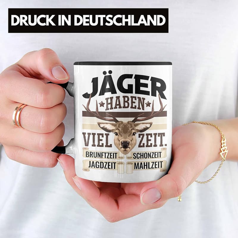 Tasse für Jäger mit Spruch – Geschenk für Männer (Schwarz)