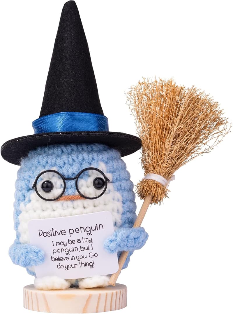 Halloween Geschenk: Positive Kartoffel Puppe mit Hexenhut und Karte