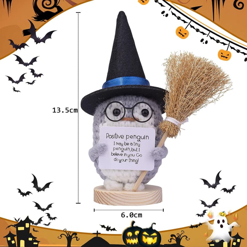 Halloween Geschenk: Positive Kartoffel Puppe mit Hexenhut und Karte